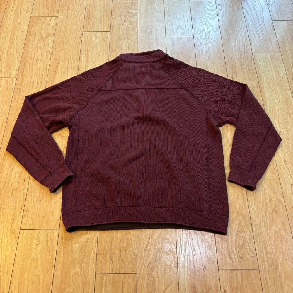 Tommy Bahama Long Sleeve 1/4 Zip Casual Reversible Burgundy Brown Men’s Size L